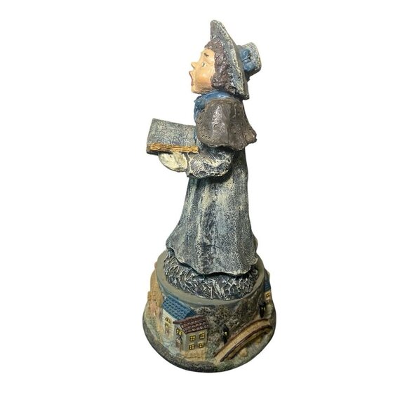 Musical Woman Caroler Collectible Windsor Music Box 9” Silent Night - Picture 3 of 5